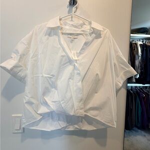 White Short Sleeve Button-Up Shirt